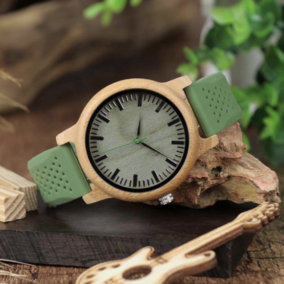 BOBO BIRD Unisex Bamboo Wood Watch – Eco-Friendly Green Wristwatch | New - Picture 6 of 14